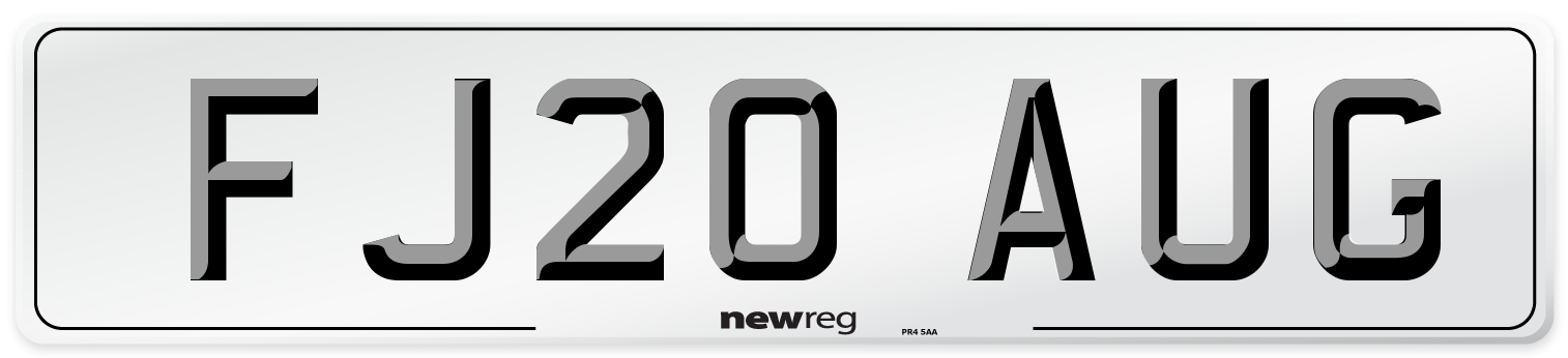 FJ20 AUG Number Plate from New Reg